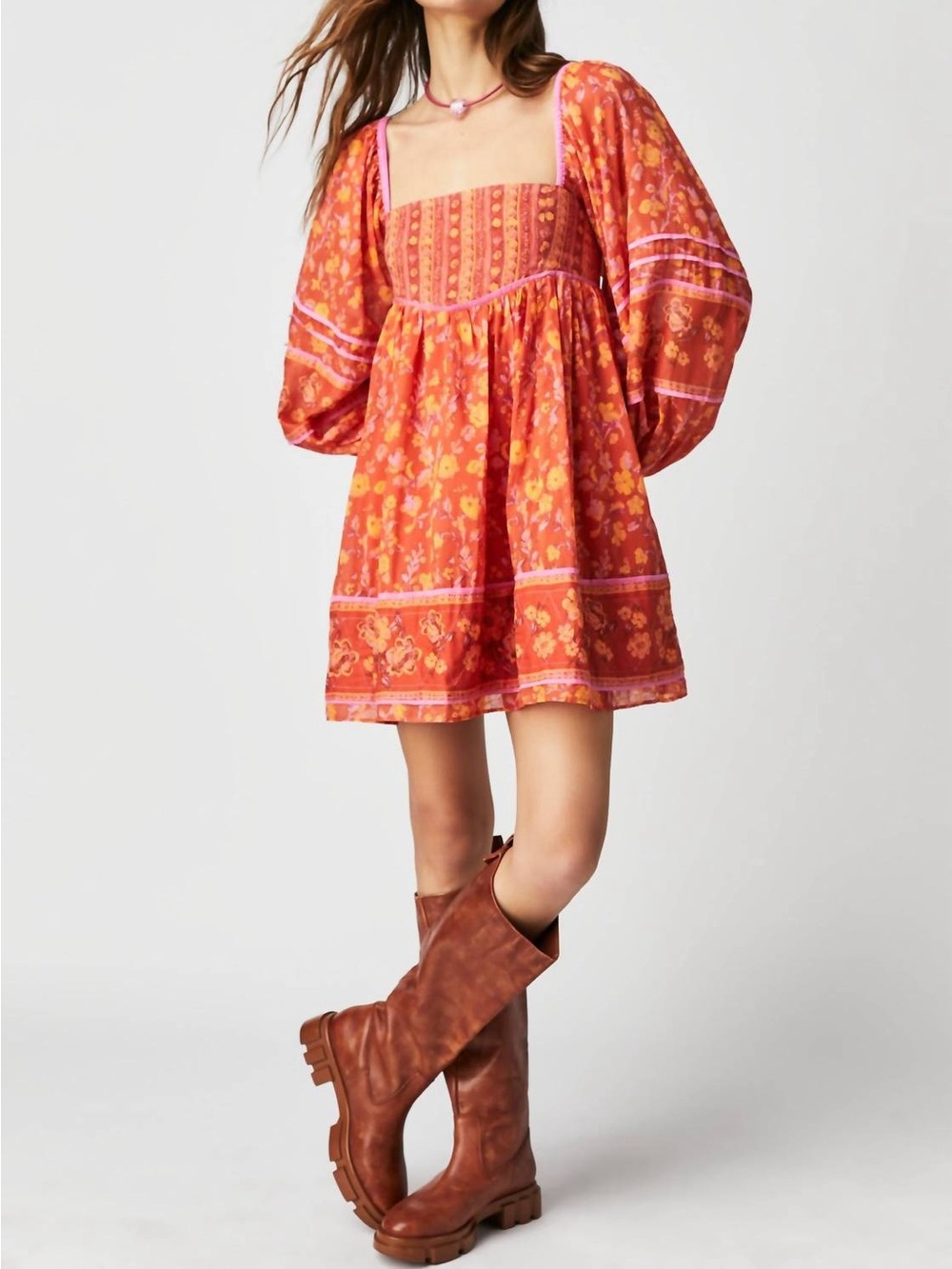 Free People Women's Border Endless Afternoon Long Sleeves Mini Dress